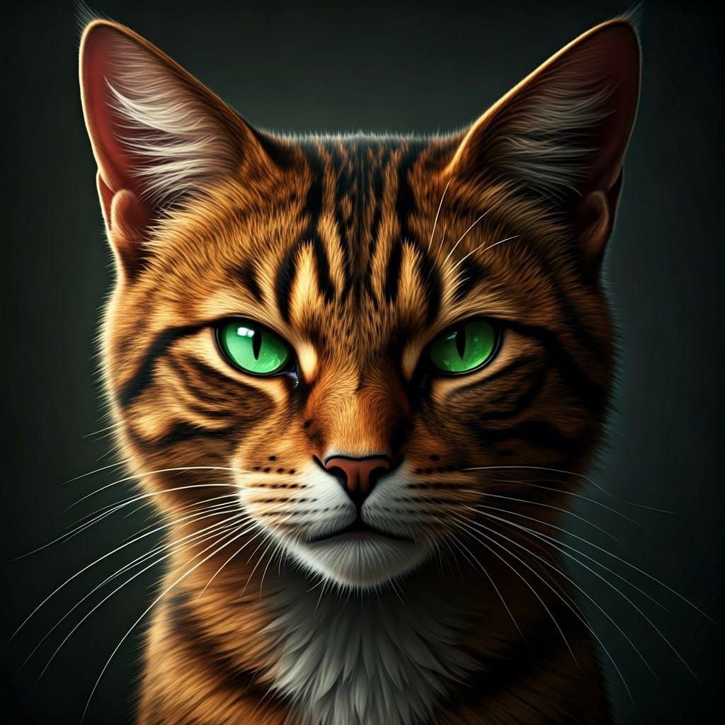 Ginger Cat with Emerald Eyes: Fantasy Concept Art
