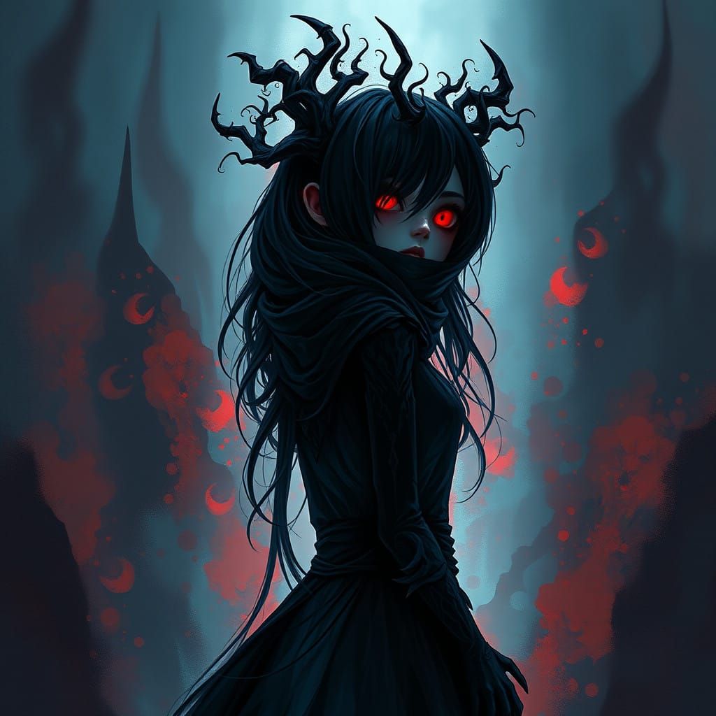 Gothic Girl in Mysterious, Otherworldly Aura
