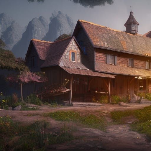 Fantastical Farmhouse in Detailed Matte Painting