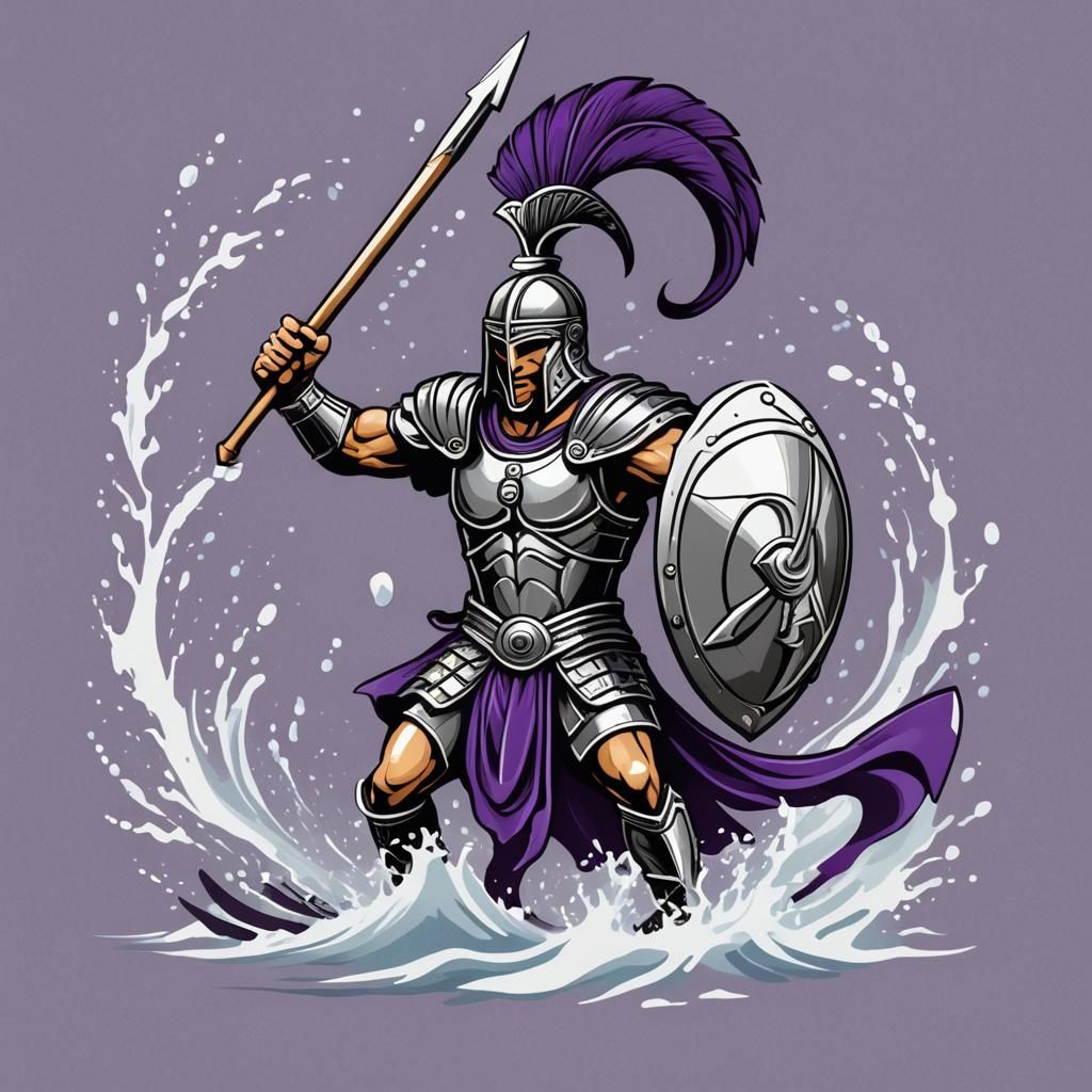 Roman Warrior Water Polo Team Logo in Comic Art