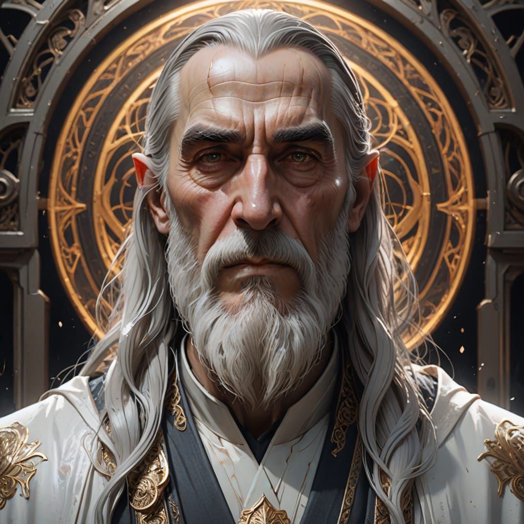 Ethereal Saruman Portrait in Triadic Colors