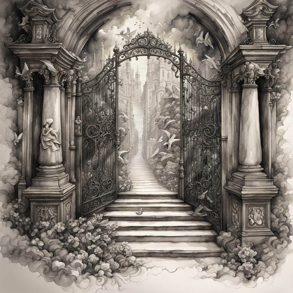 Angels Falling from Heaven in a Delicate Watercolor Style