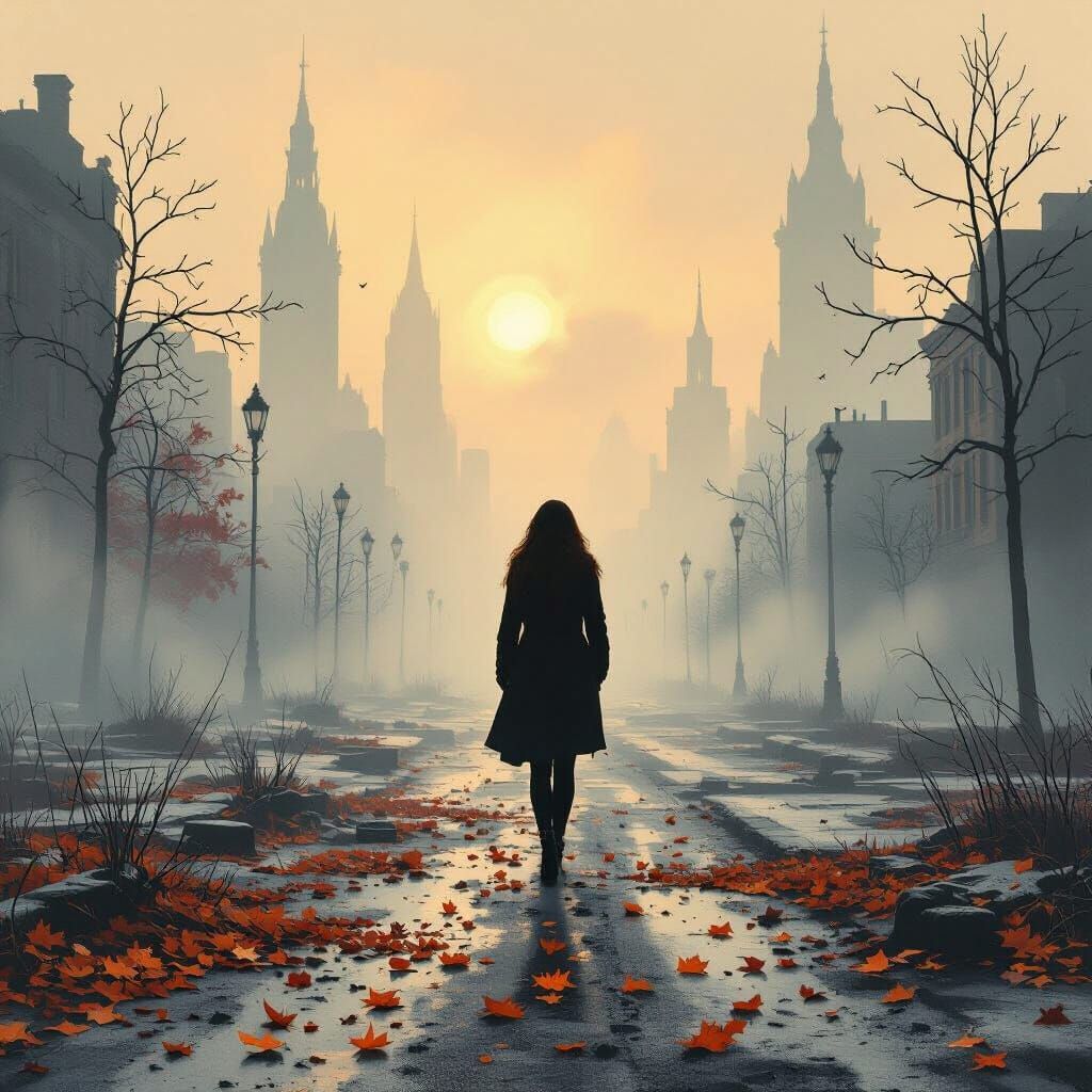 Eerie Autumn Walk in Vacant City