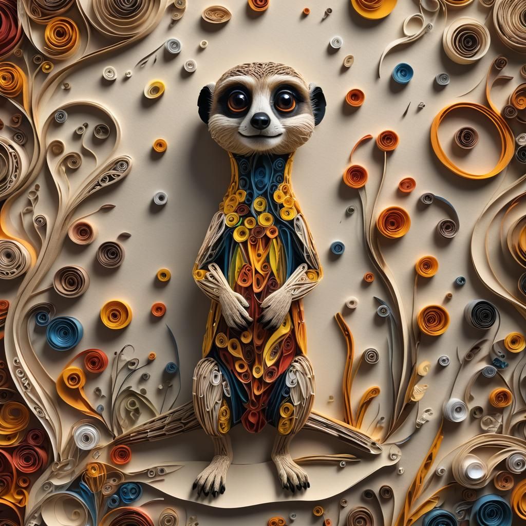 Paper Quilled Meerkat with Googly Eyes