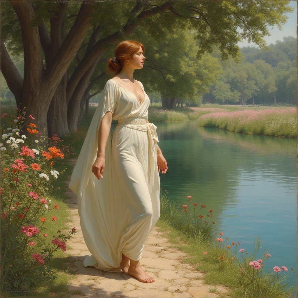 Serene Classical Goddess by the River Ilissus in Athens