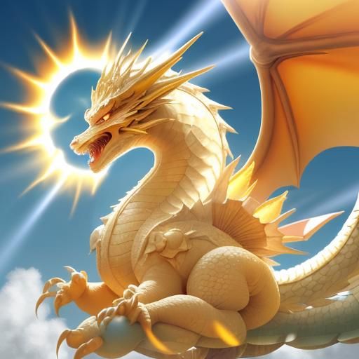 Sun Dragon Ascending Through Divine Clouds