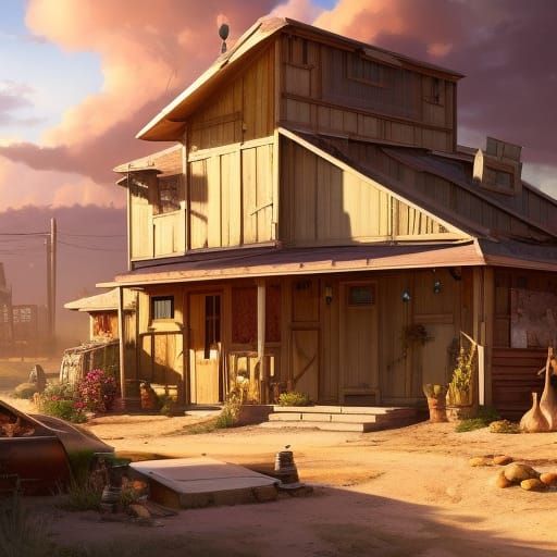 Romantic Desert Farm in Cattlepunk Style