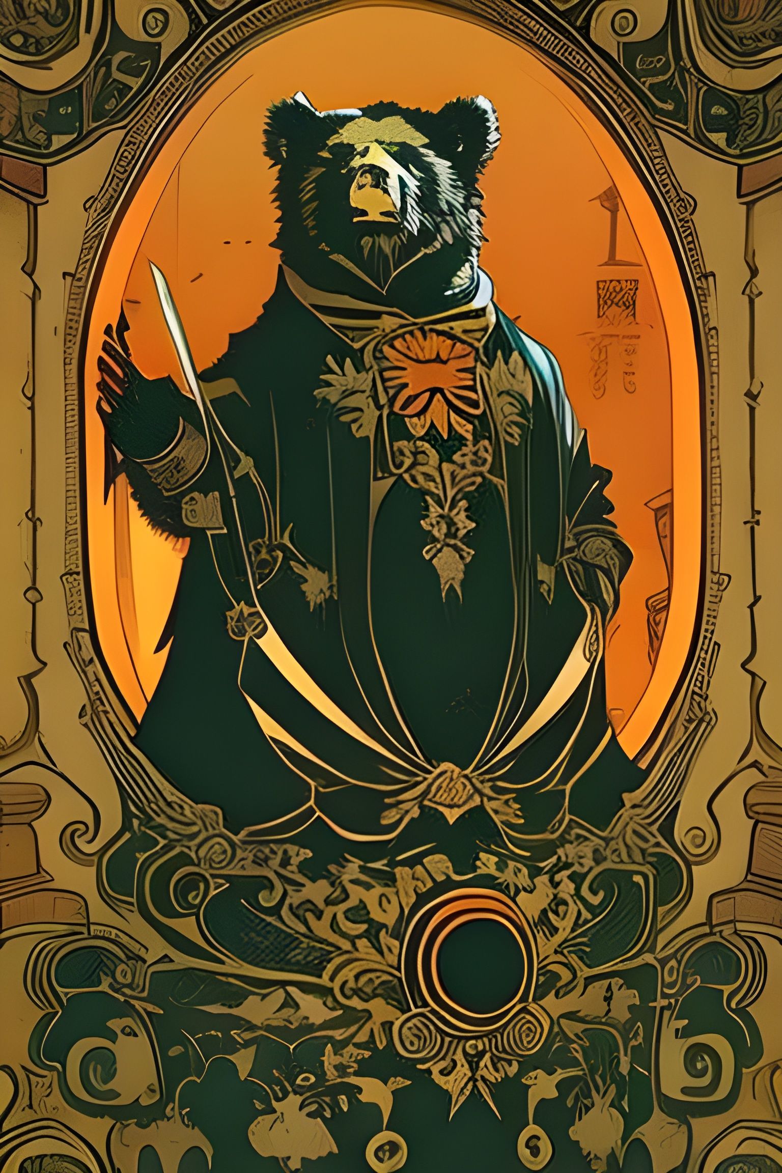 Majestic Bear Portrait in Triadic Colors