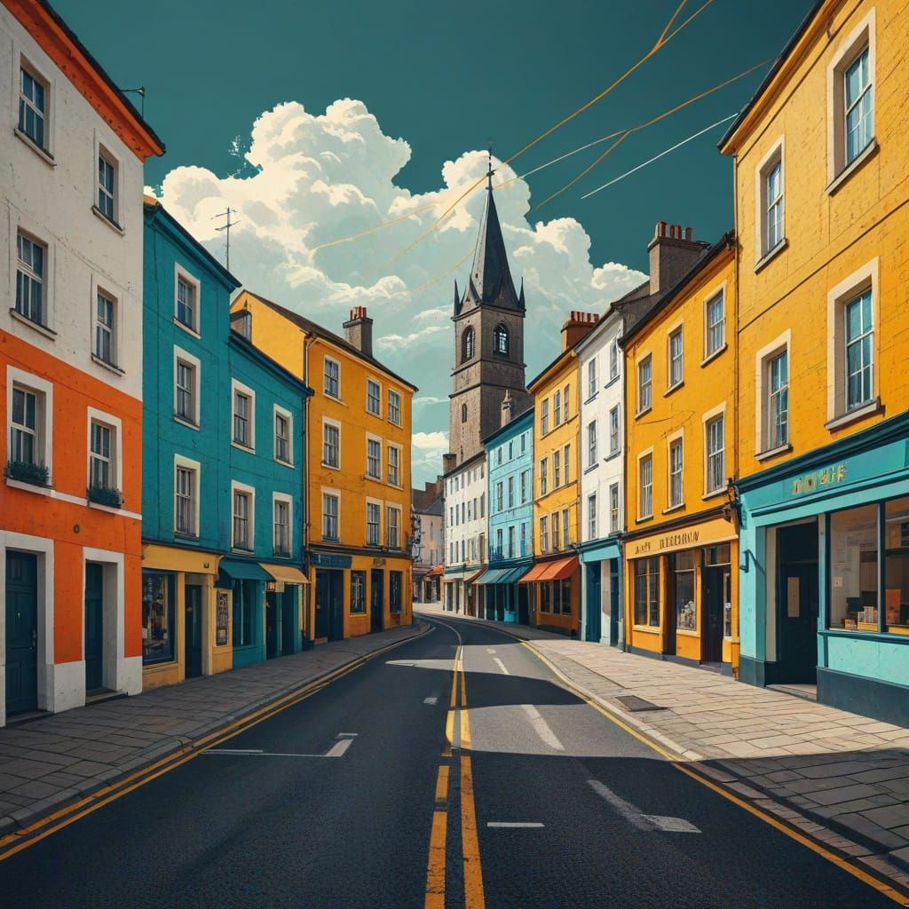 Ennis Town Center Pop Art Screen Print