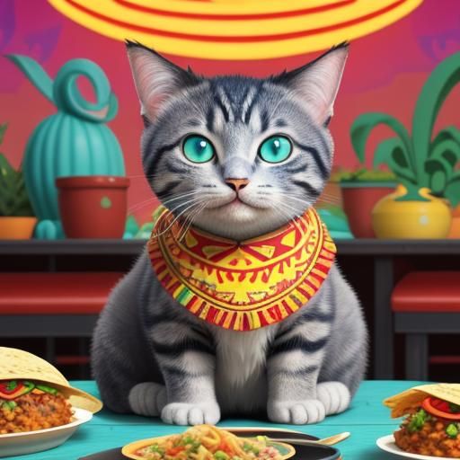 Taco Cat Hybrid in Vibrant CGI Cartoon Style