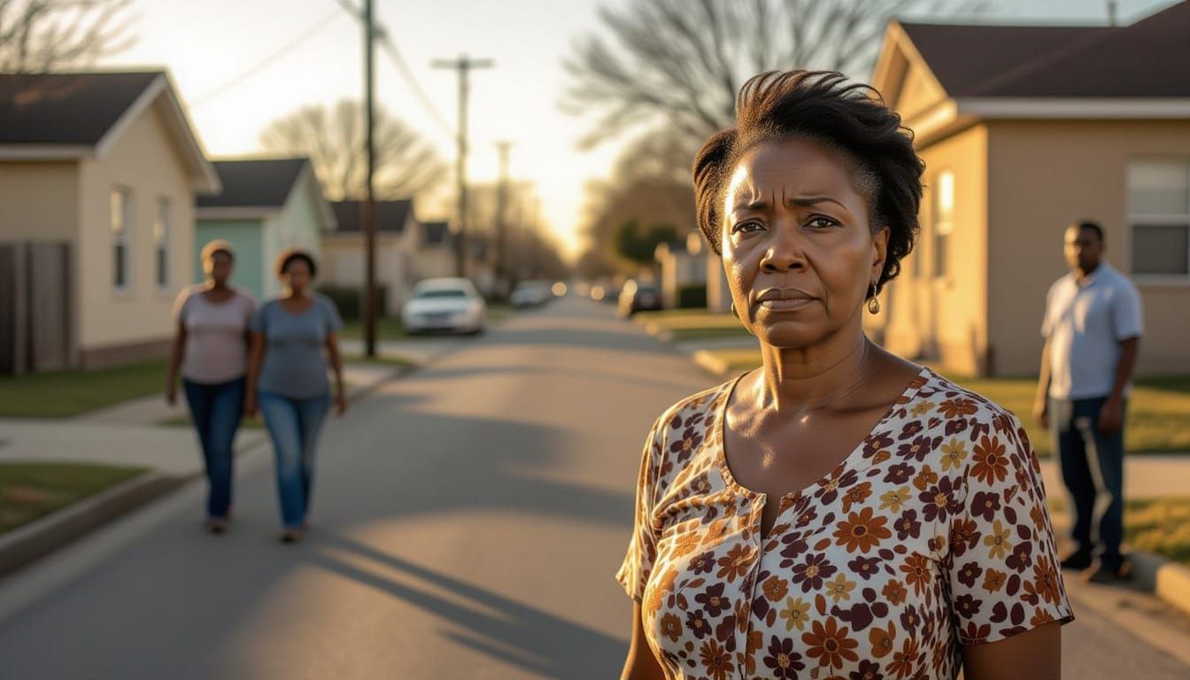 Woman Walking Alone in Isolated Neighborhood