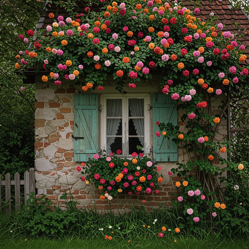 Charming Old House Covered in Flowers