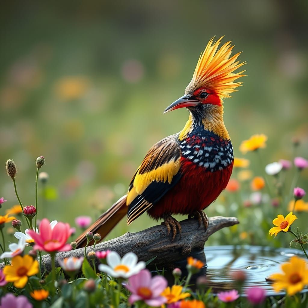 Mystical Birds in Vibrant Bloom