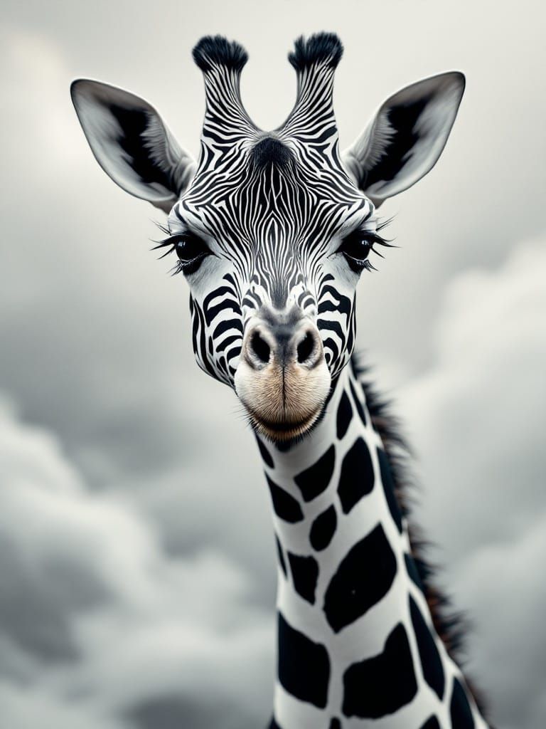 Fantastic Giraffe Reimagined with Surreal and Hyperrealistic...