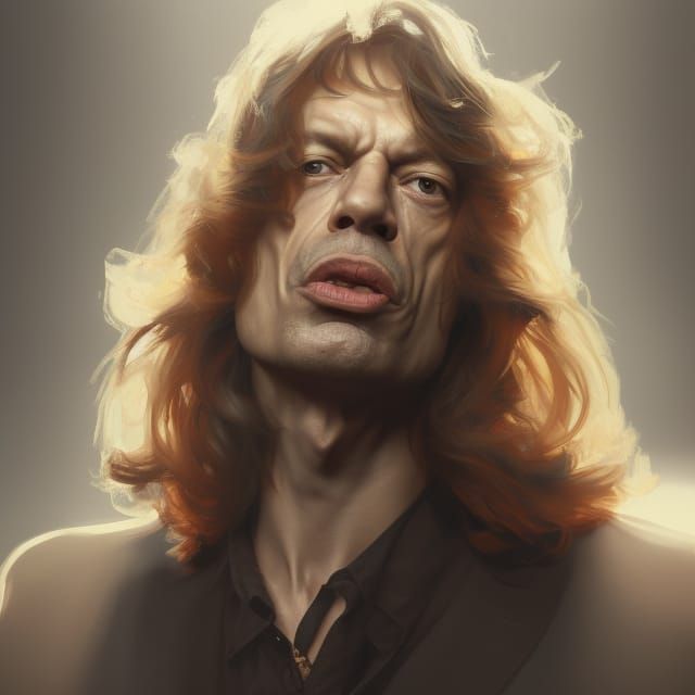 Mick Jagger Portrait in Art Nouveau Style
