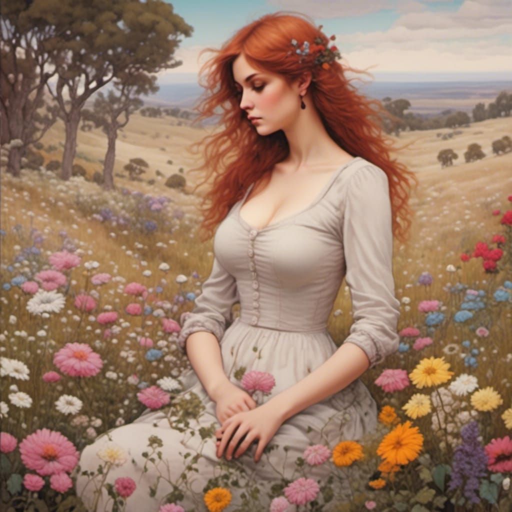 Pastel Flowers in a Pretty Landscape