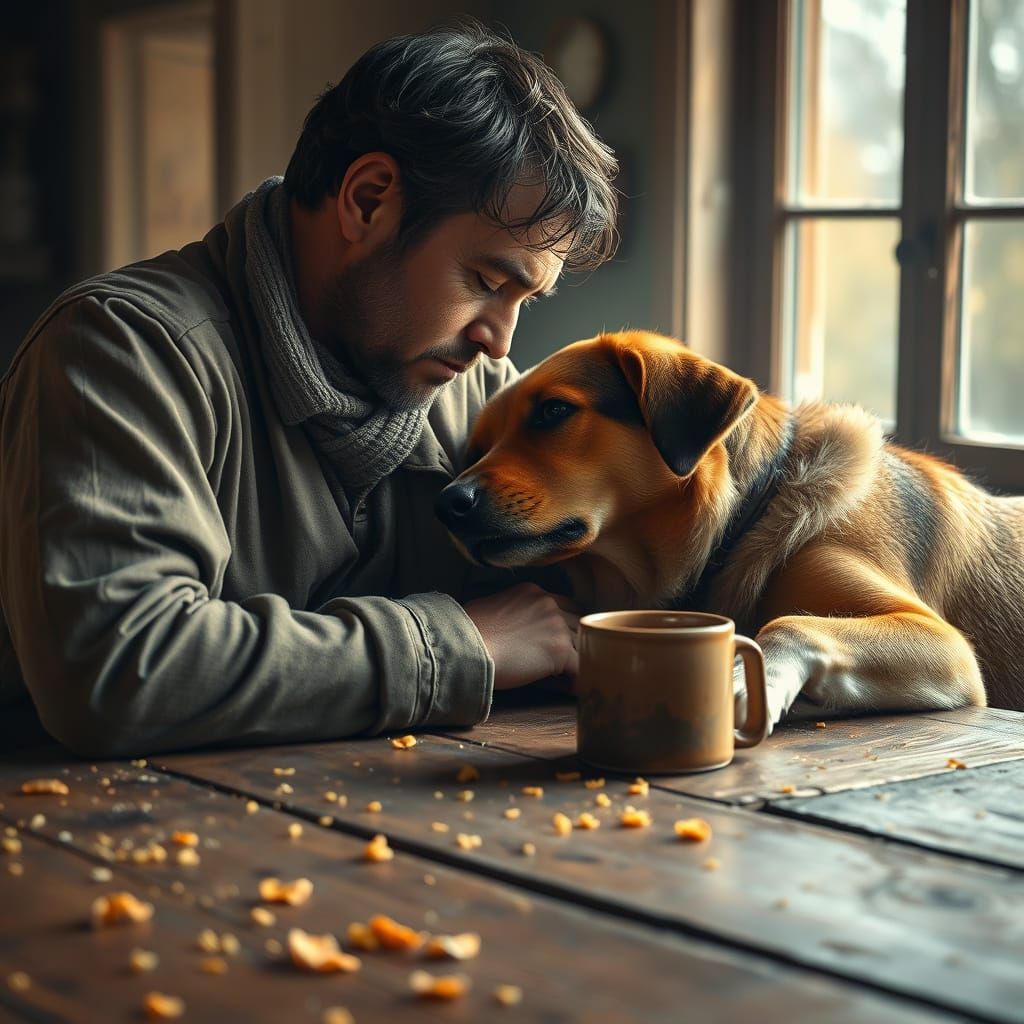 A Heartwarming Moment of Intimacy Between a Man and His Loya...