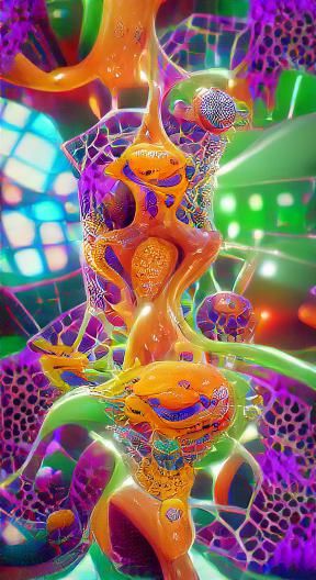 Happy Cellular Life in Psychedelic Art Style