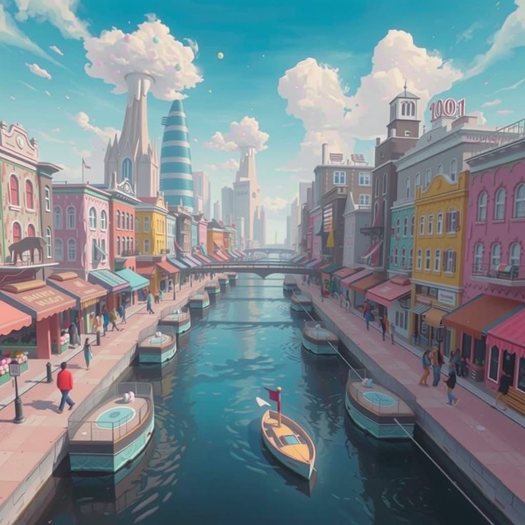 Whimsical City of Melting Ice Cream Cones