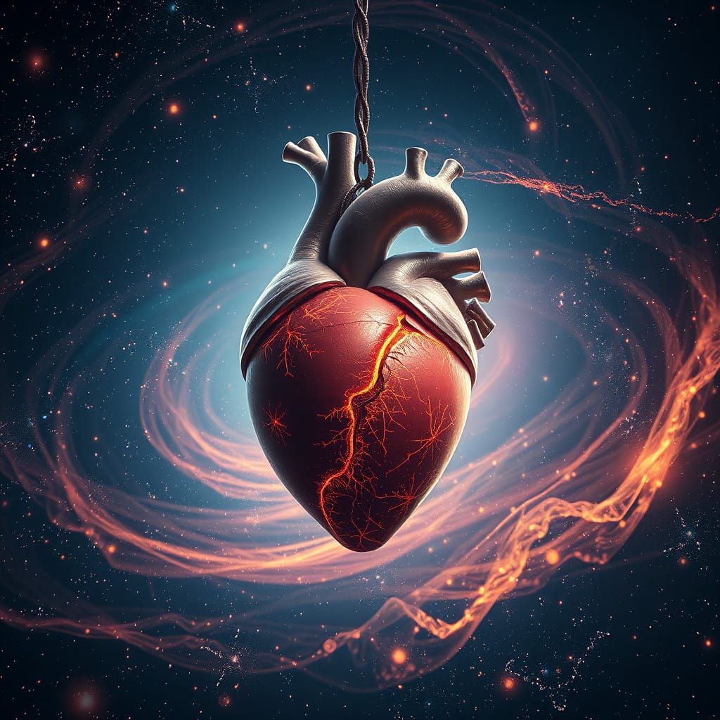 Surreal Cosmic Heart Radiates Vibrant Light
