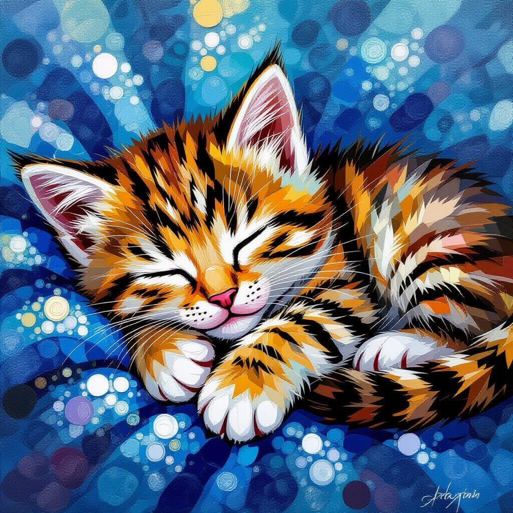 Shiny Bead Art: Kitten Asleep