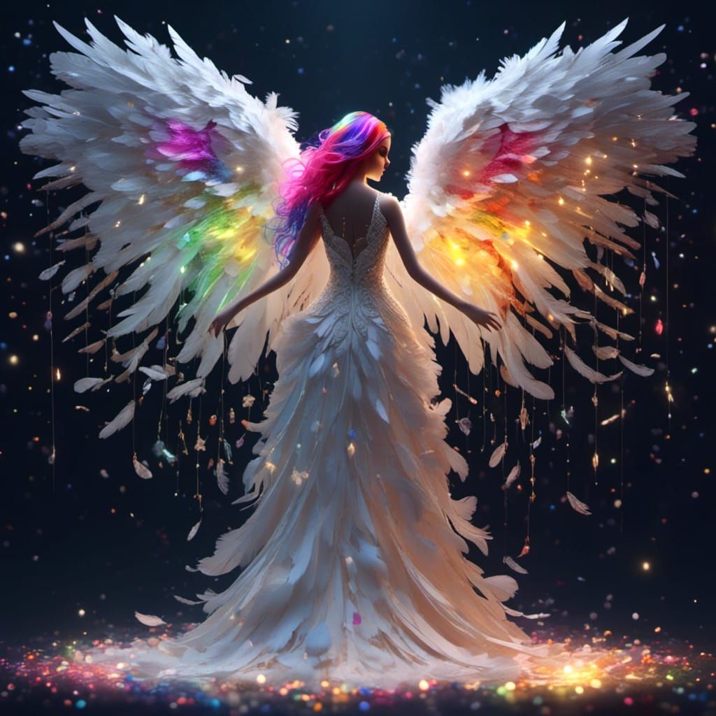 Rainbow Haired Doll in Extravagant Wedding Dress