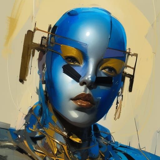 Latex Android Warrior: Digital Portrait