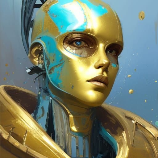 Latex Warrior Girl Portrait in Digital Art Style