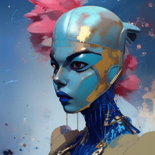 Anthropomorphic Latex Warrior Girl Portrait