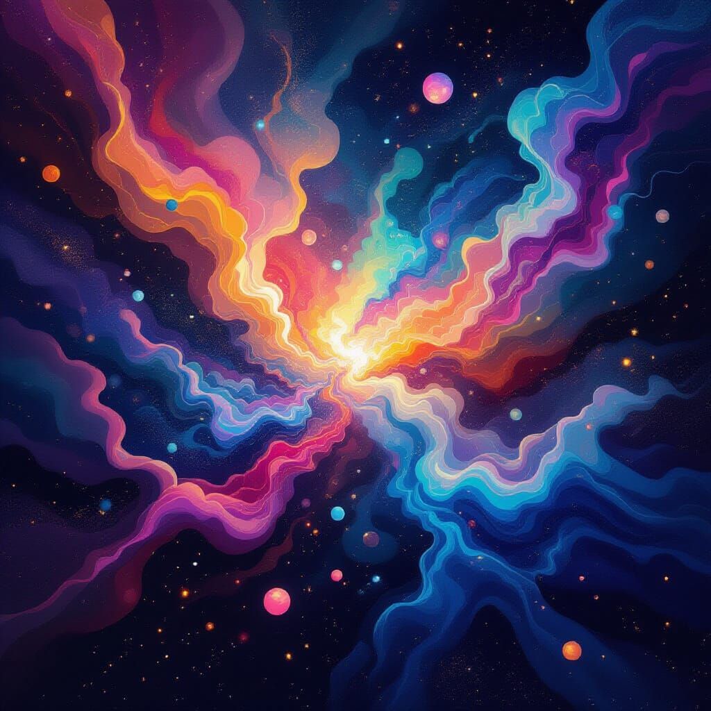 Cosmic Explosion of Bioluminescent Entities in Dreamlike Sty...