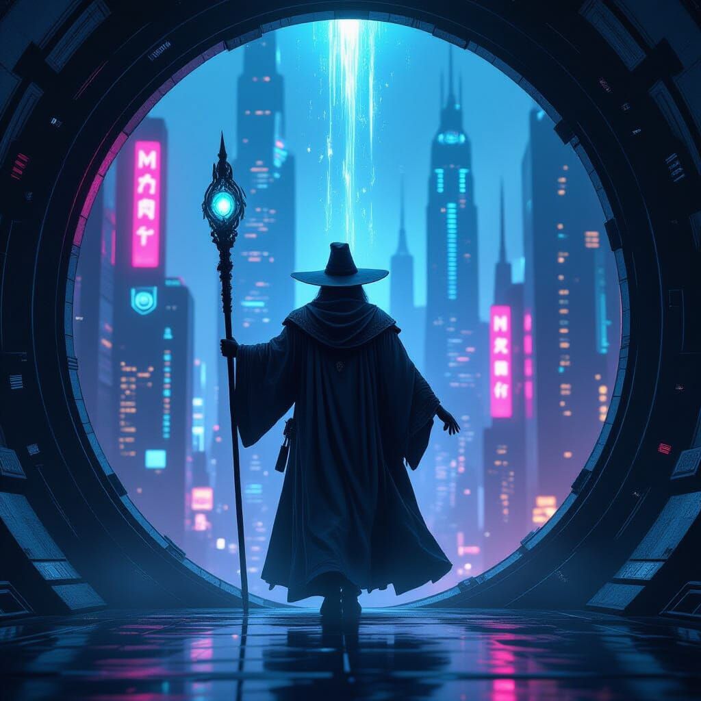 Magician's Portal to Cyberpunk Future