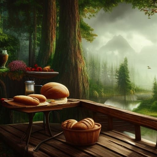 Bread and Butter on Porch: Detailed Matte Painting