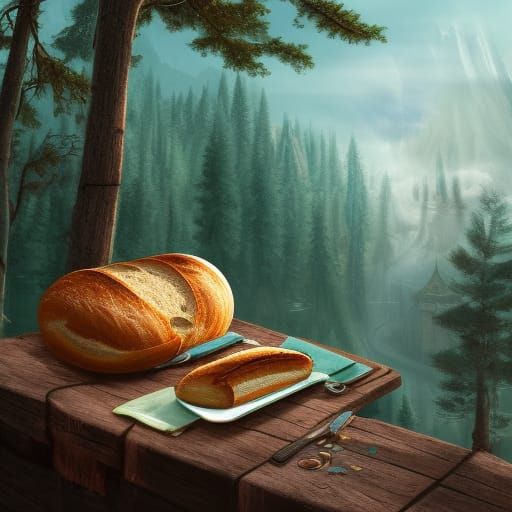 Breakfast Still Life on Porch in Matte Painting Style