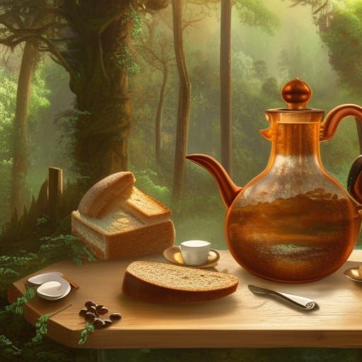 Rustic Breakfast on Porch with Forest View