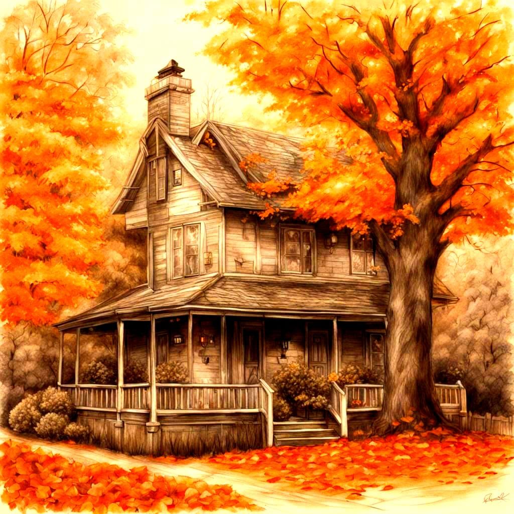 Autumn Leaves at Charming Cottage in Charcoal