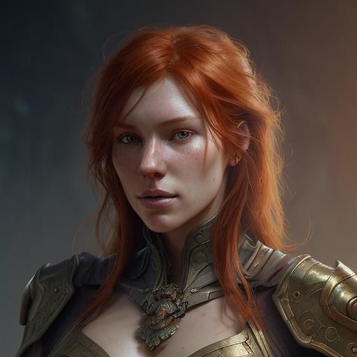 Detailed Portrait of a Ginger Woman, Hyperdetailed Art