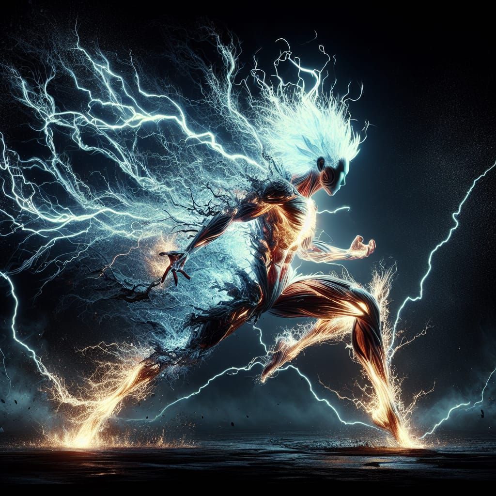 Electric Hybrid Humanoid Transformation in Digital Art