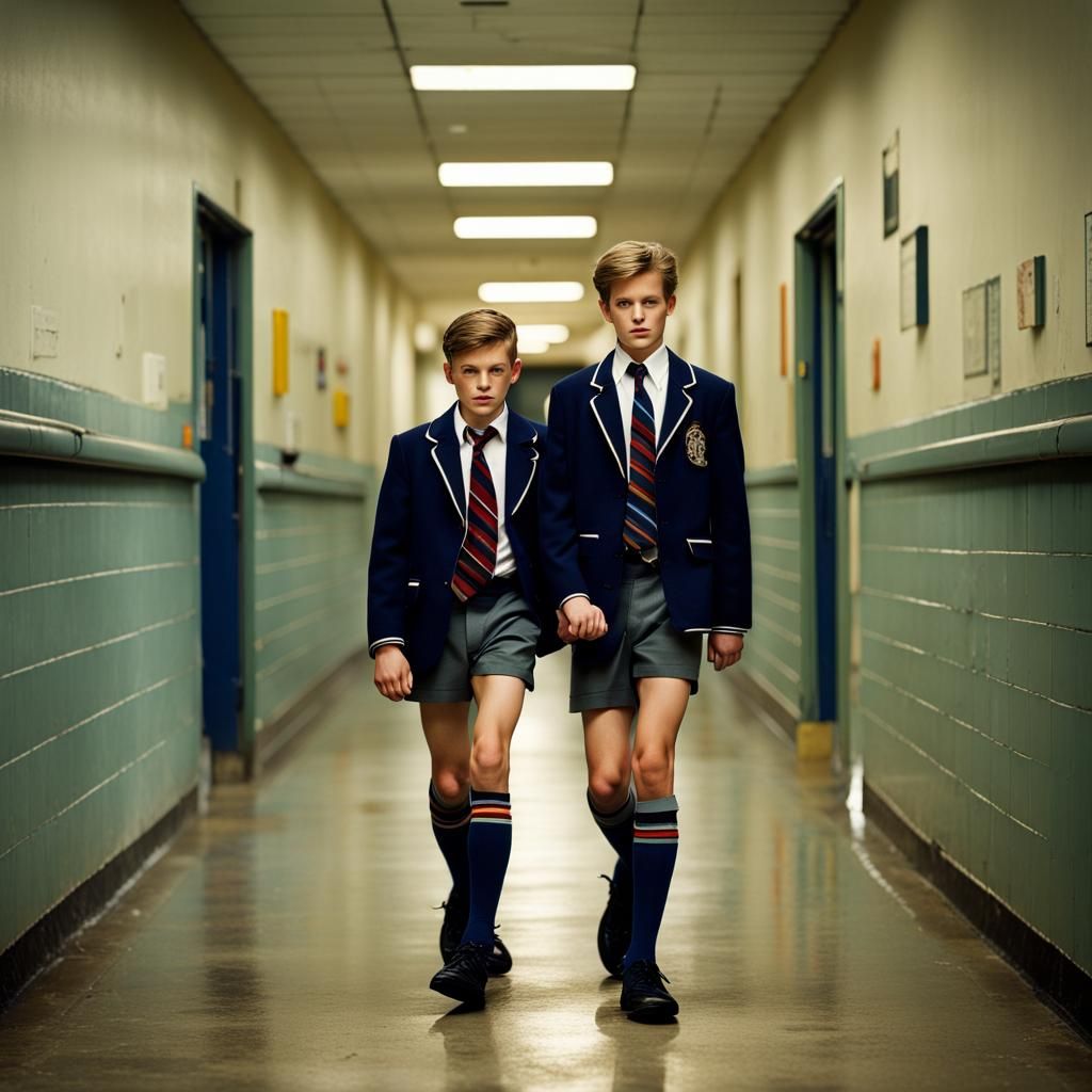 Gay Couple in School Uniform, Fine Art Photograph