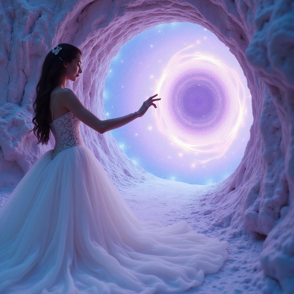 Ethereal Goddess Reveals Cosmic Portal