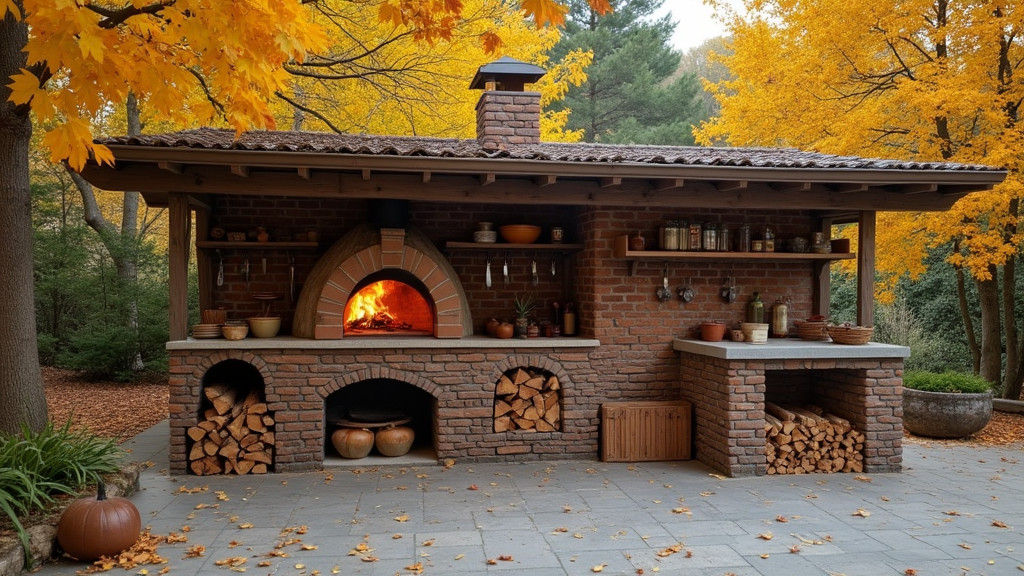 Rustic Outdoor Kitchen in Autumnal Setting