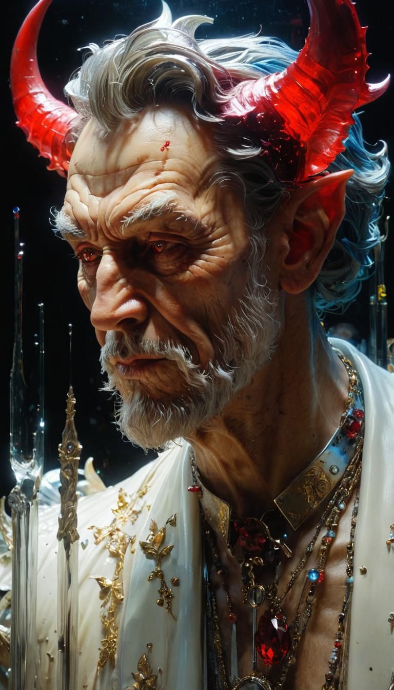 Detailed Glass Sculpture of an Old Devil