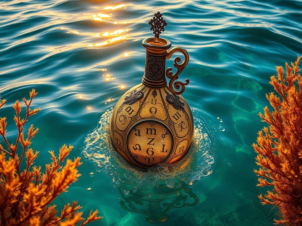 Magical Potion Bottle Unfurls Mystical Secrets into Turquois...