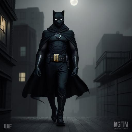 Cat Burglar in Noir Style on Rooftop at Dusk