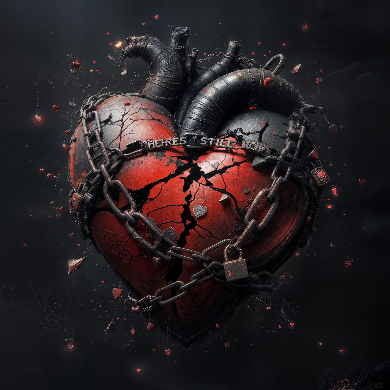 Shattered Heart of Hope in Dark Fantasy Landscape