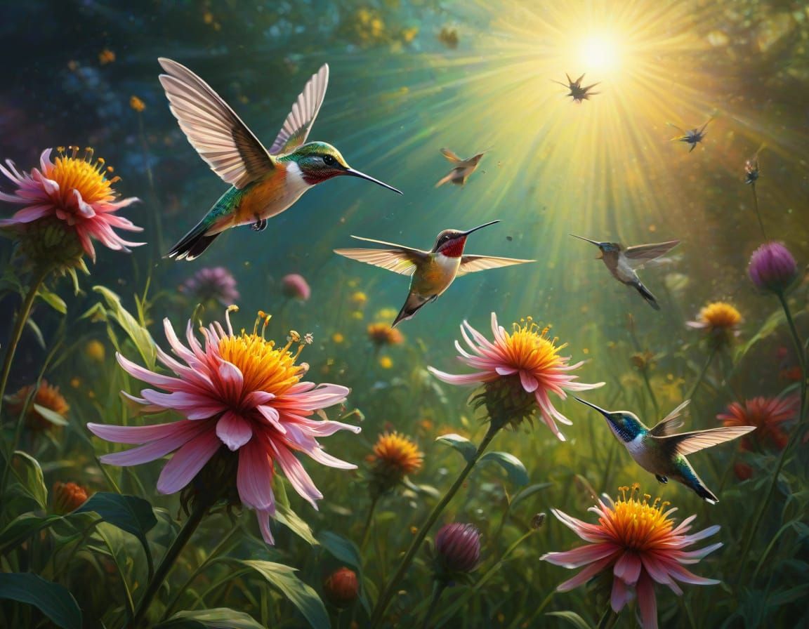 Vibrant Spring Meadow in Hyperrealistic Oil Painting Style