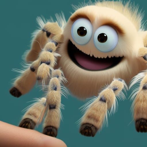 Friendly Fluffy Tarantula: Pixar-Style 3D Digital Art