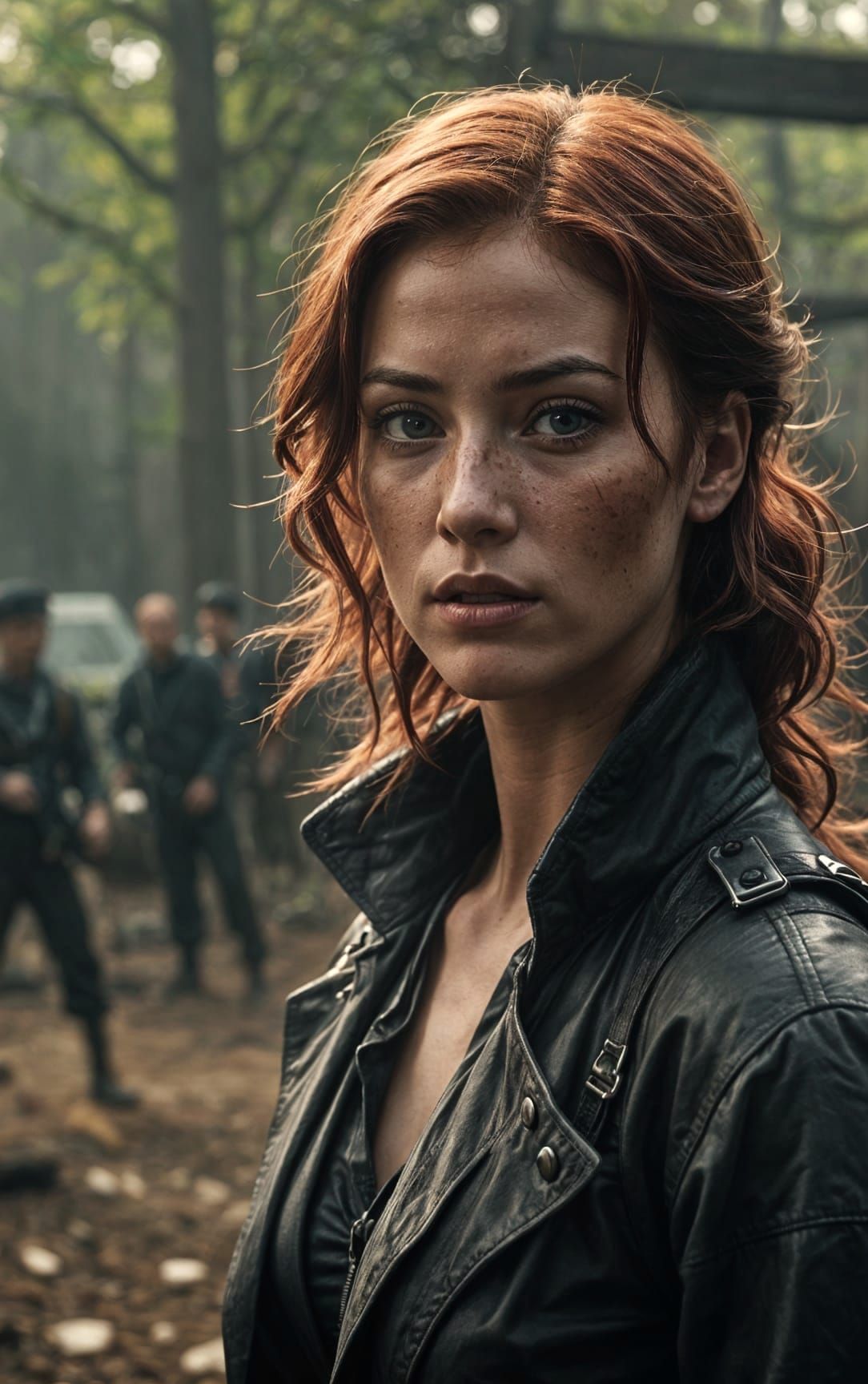 Cinematic Portrait of a Red-Haired Fighter-Thief