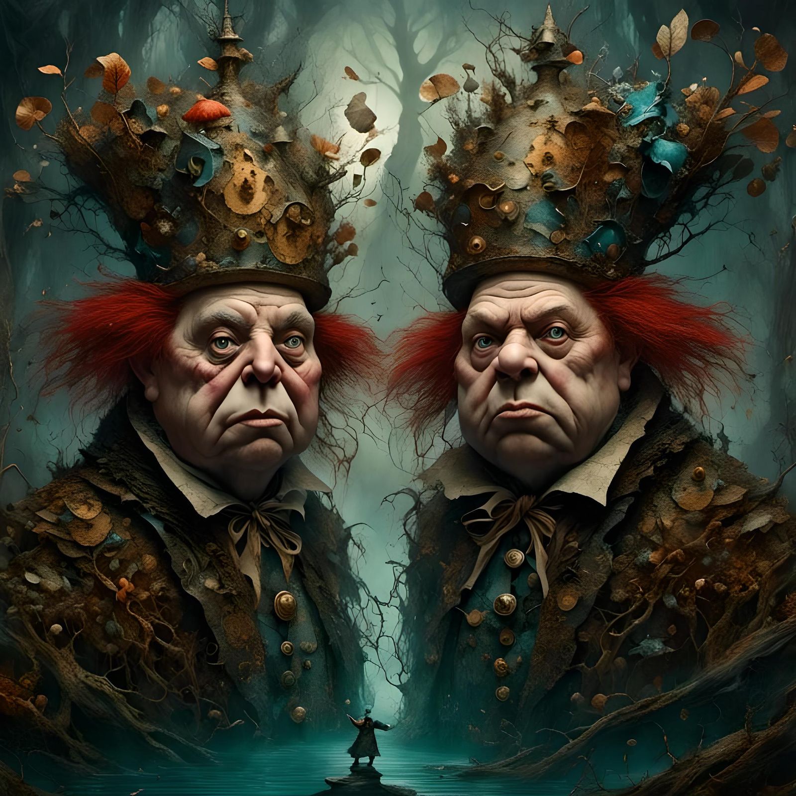 The Terrible Twins Portrait in Dark Fantasy Style