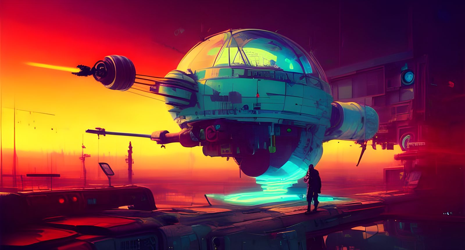 Atompunk Pilot on Space Station, Pop Art Style