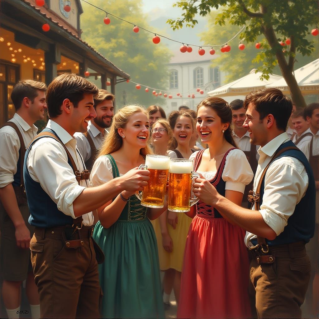 Traditional German Oktoberfest Celebration in Vibrant Munich...